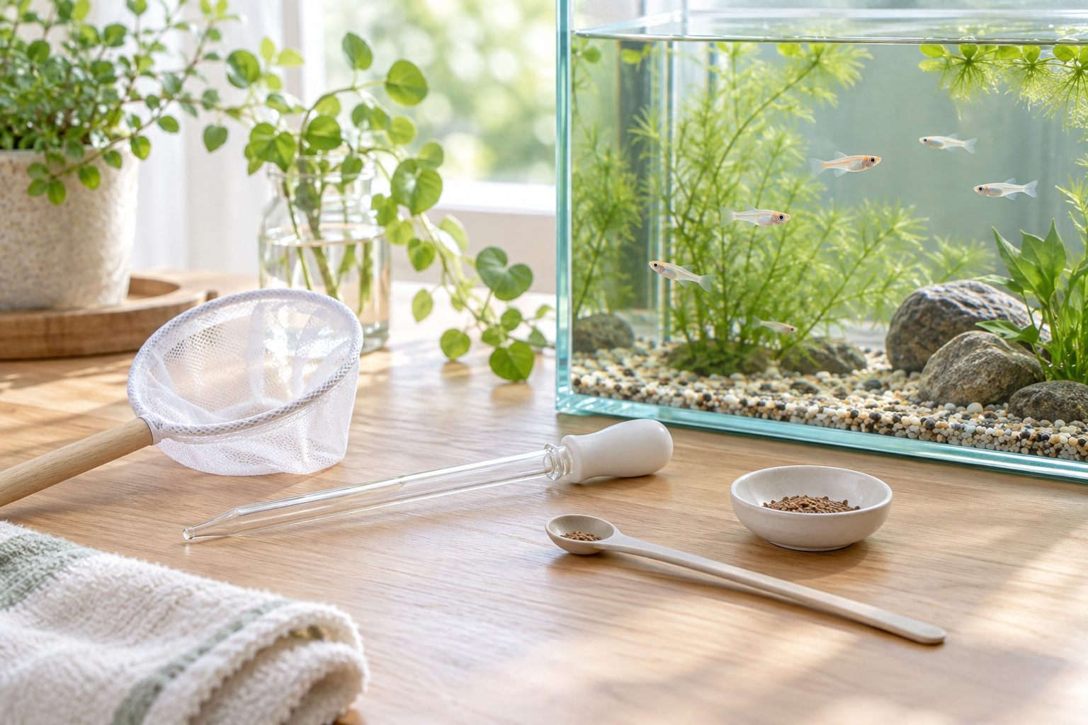 メダカ水槽と日々のお手入れ用品