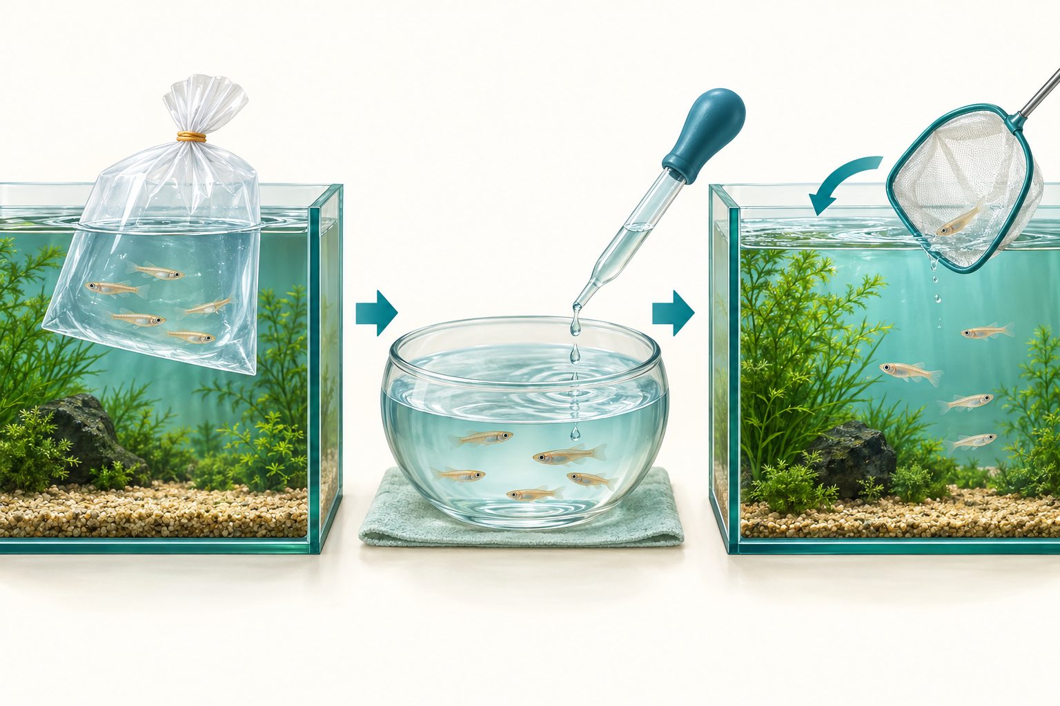メダカを水槽へ迎える水合わせの手順